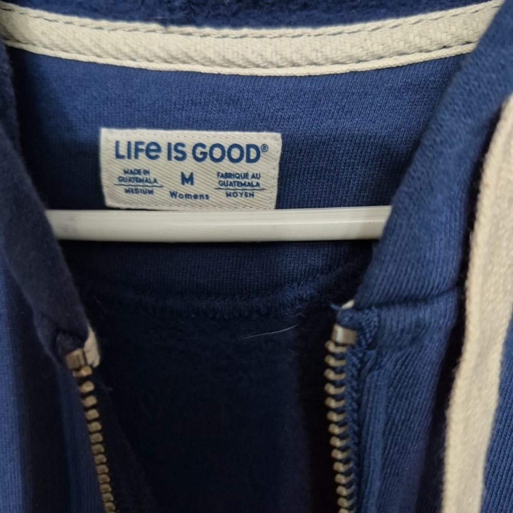 Life Is Good Navy Blue Zip Hoodie - Picture 2 of 4
